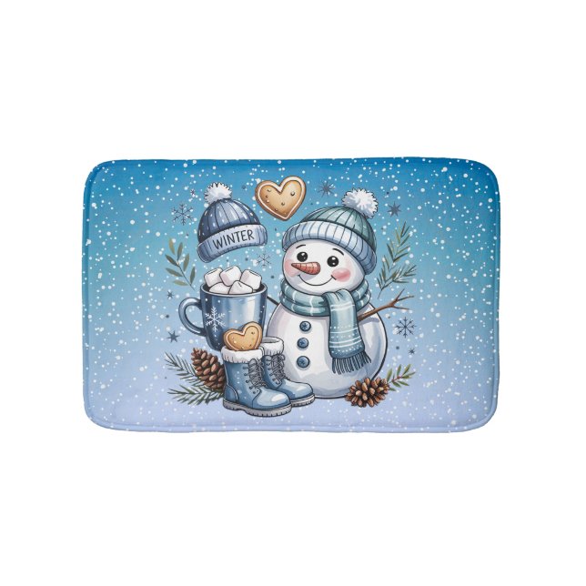 Tapis De Bain Winter Cozy Snowman (Devant)