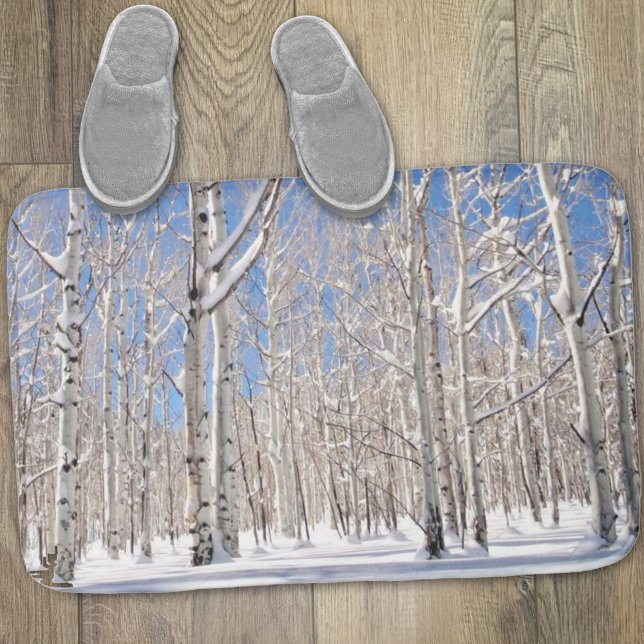 Tapis De Bain Winter Snow Aspen Tree Forest Landscape Photo (Créateur téléchargé)