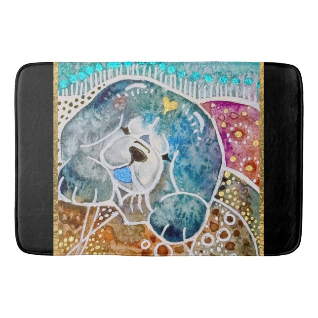 Tapis De Bain WOBBLE-ROCK Chow chien aquarelle batik crate (Devant)