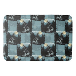 Tapis De Bain Wolf Howling À Moon Design Motif