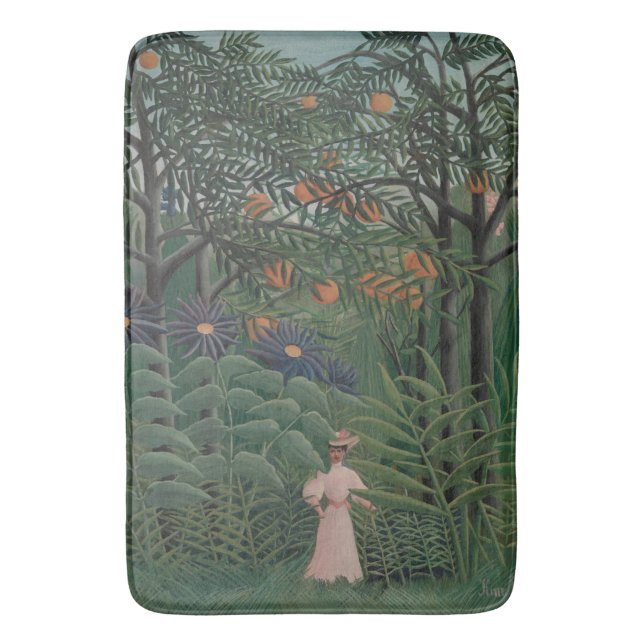 Tapis De Bain Woman Walking in an Exotic Forest, Henri Rousseau (devant Vertical)