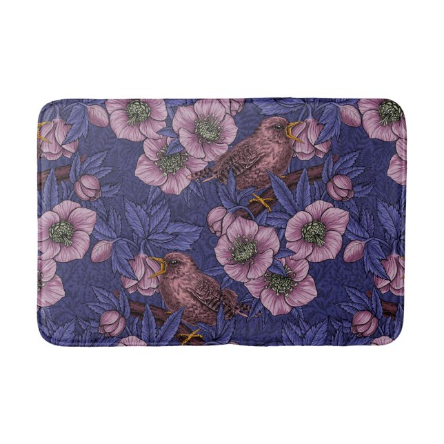 Tapis De Bain Wren et hellebore, violet et rose (Devant)
