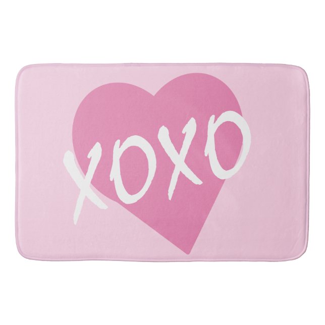 Tapis De Bain XOXO Coeur rose Embrasse Baisers Rose (Devant)