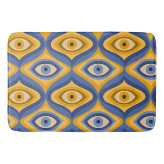 Tapis De Bain Yellow Blue Eye Art Déco Motif géométrique