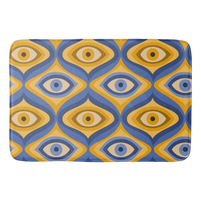 Tapis De Bain Yellow Blue Eye Art Déco Motif géométrique (Devant)