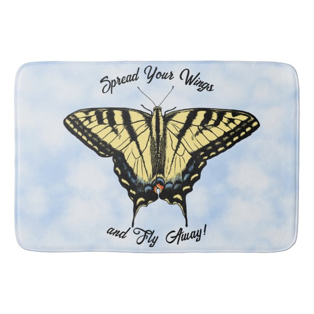 Tapis De Bain Yellow Swallowtail Butterfly Blue Sky Personalized (Devant)