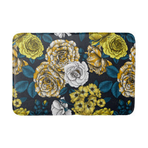 Tapis De Bain Yellow, white and bi-color roses with blue leaves