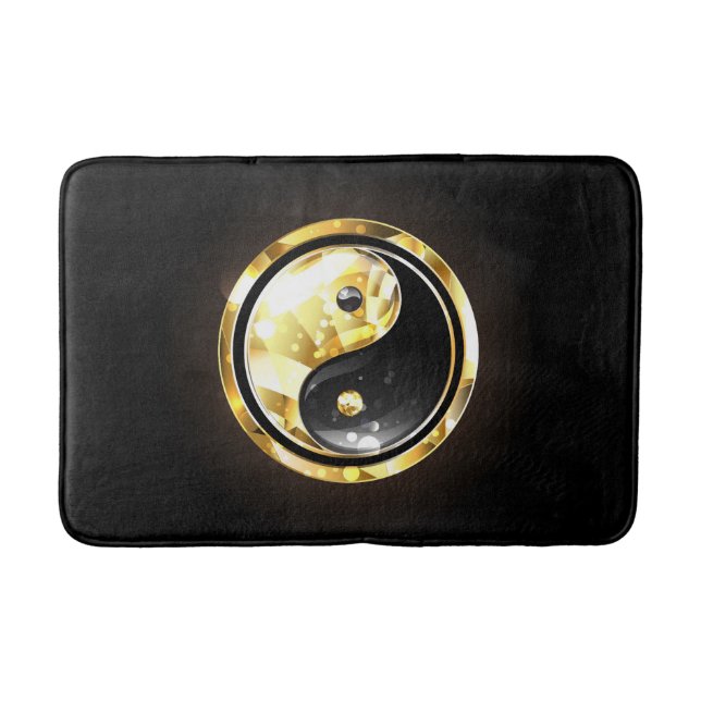 Tapis De Bain Yin Yang or sur noir (Devant)