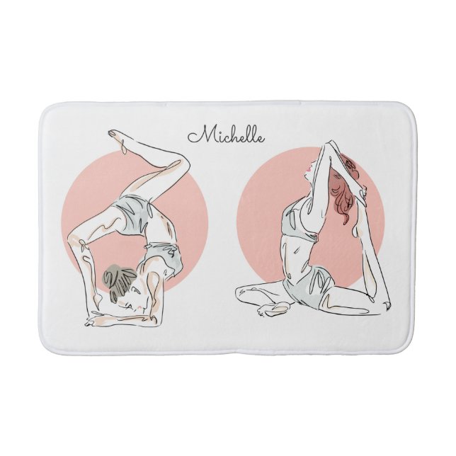 Tapis De Bain Yoga Femme nom personnalisé nattes de bain (Devant)