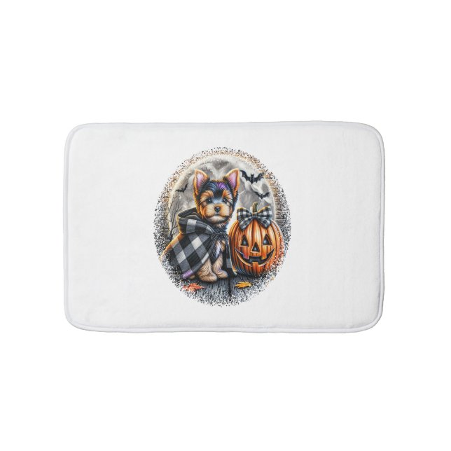 Tapis De Bain Yorkie Chien Halloween (Devant)