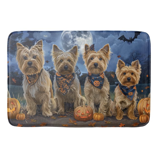 Tapis De Bain Yorkipoo Halloween Éffrayant (Devant)