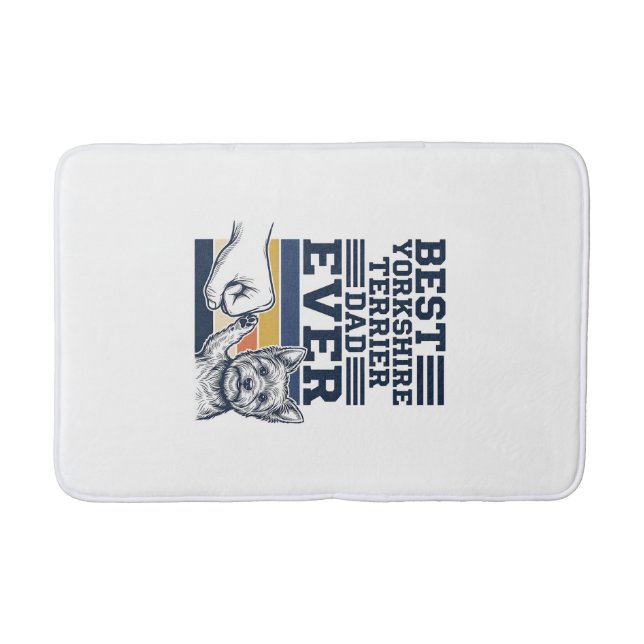 Tapis De Bain Yorkshire Terrier Dad Fist Bump Vintage Vector Des (Devant)