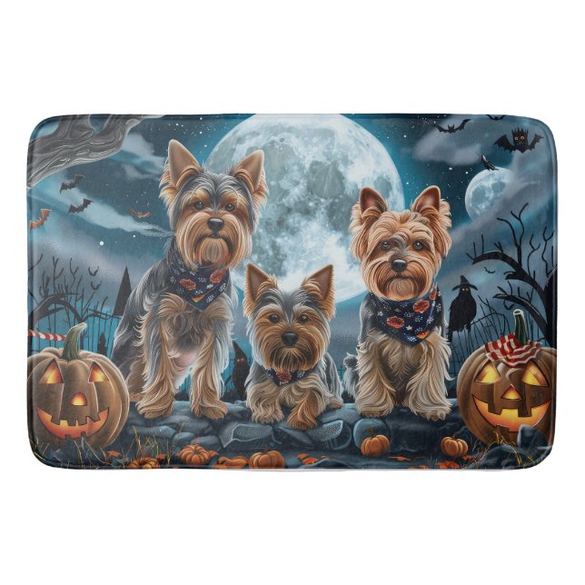 Tapis De Bain Yorkshire Terrier Halloween Éffrayant (Devant)