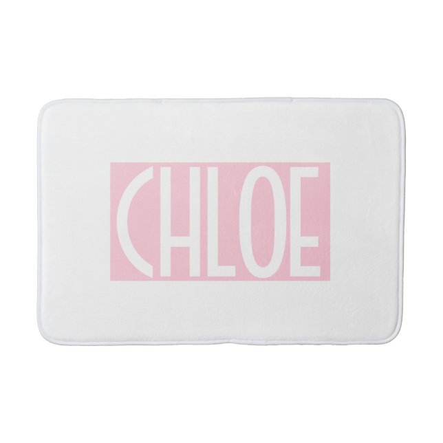 Tapis De Bain Your | Bold White Text on Light Pink (Devant)