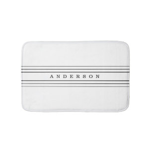 Tapis De Bain Your Custom Text & Modern Stripes Black & White