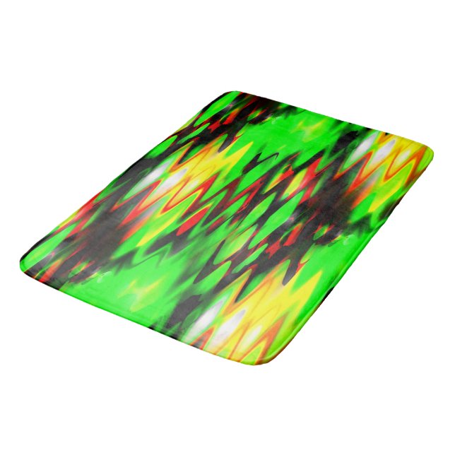 Tapis De Bain Zag abstrait de zig formé rouge et vert (Angle)