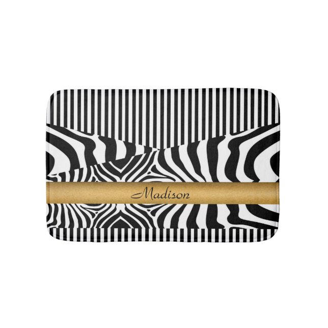Tapis De Bain Zebra et rayures nommés (Devant)