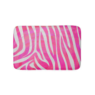 Tapis De Bain Zebra Hot Pink et White Print