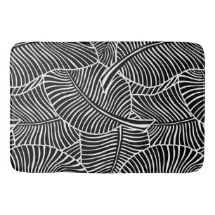 Tapis De Bain Zebra Palm Hawaiian Tropical Black and White