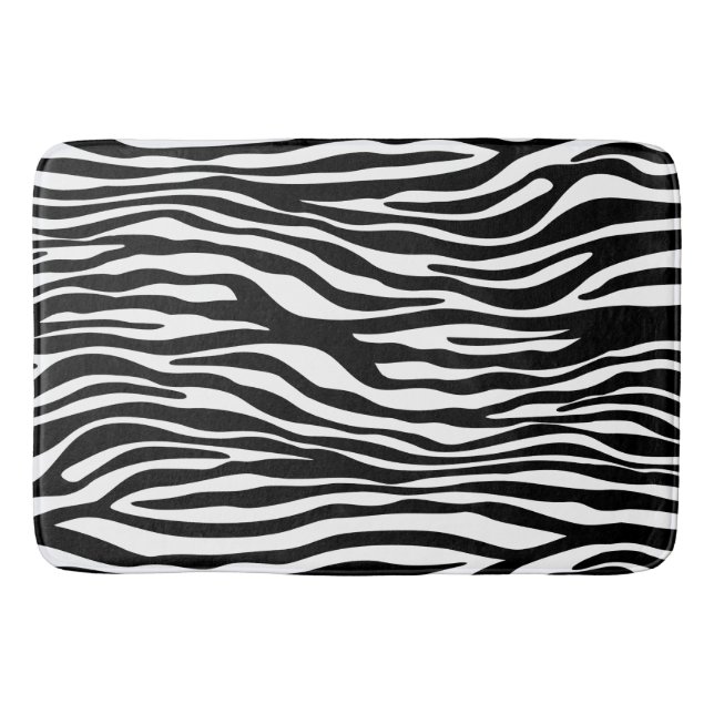 Tapis De Bain Zebra Print, Zebra Stripes, Noir Et Blanc (Devant)