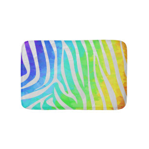 Tapis De Bain Zebra Rainbow et White Print