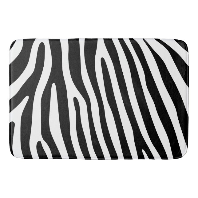 Tapis De Bain Zebra rayures motif noir & blanc + vos idées (Devant)