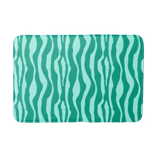 Tapis De Bain Zèbre rayures - Turquoise et Aqua (Devant)