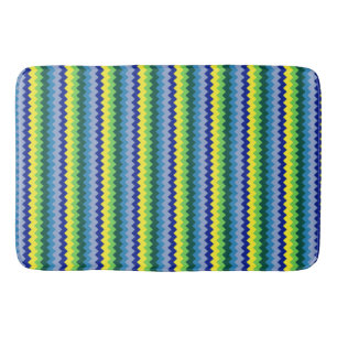 Tapis De Bain Zig-zag Design Motif de bain vert et bleu