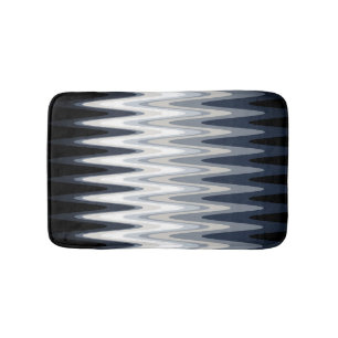 Tapis De Bain Zig Zag Noir Blanc Gris Bleu Marine Beige Motif