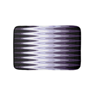 Tapis De Bain Zig Zag Noir Blanc Gris Violet Foncé Beige Motif