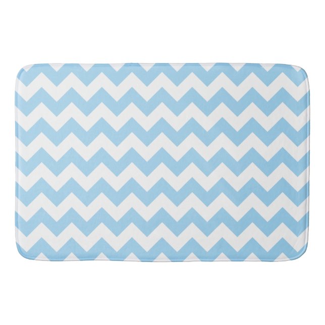 Tapis De Bain Zigzag bleu, Chevron bleu, Motif géométrique (Devant)