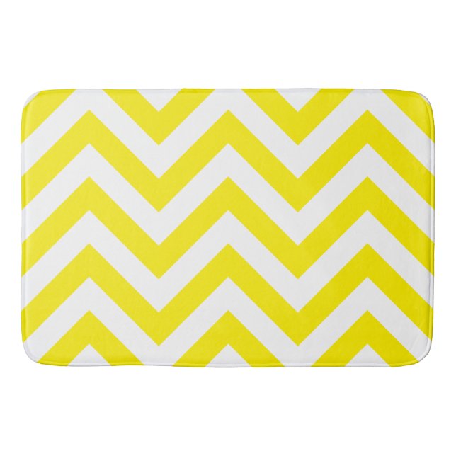 Tapis De Bain Zigzag Motif Jaune et Blanc (Devant)