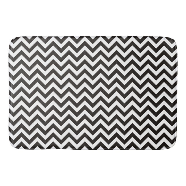 Tapis De Bain ZIGZAG pattern - black + your background & ideas (Devant)