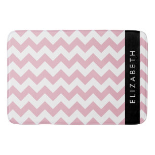 Tapis De Bain Zigzag Rose, Chevron Rose, Motif Vague, Votre Nom