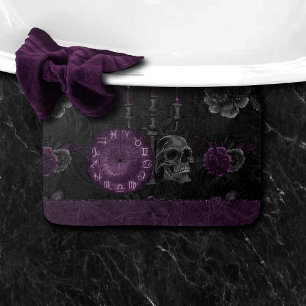 Tapis De Bain Zodiac Magie Plum violet foncé Roses de crâne go
