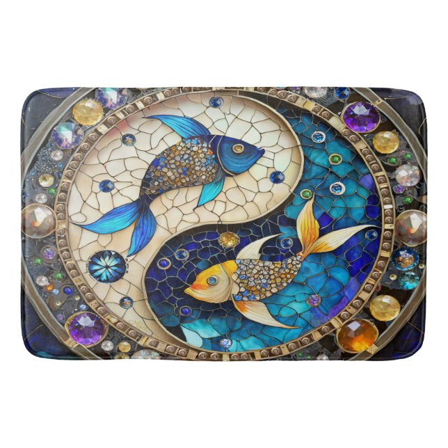 Tapis De Bain Zodiac - Poissons de poisson Yin et Yang (Devant)