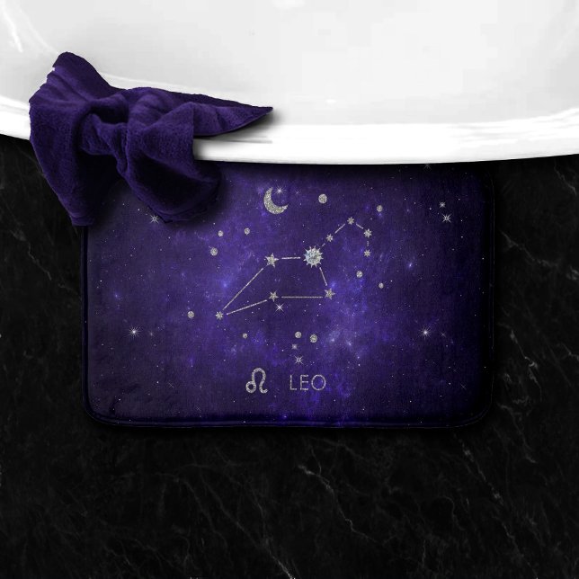 Tapis De Bain Zodiac Purple Leo | Horoscope d'astrologie cosmiqu (Créateur téléchargé)