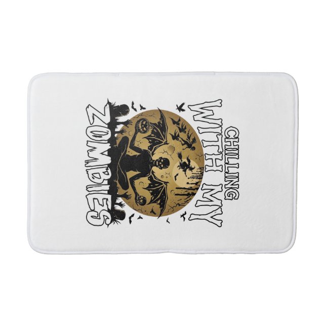 Tapis De Bain Zombies glaçants Halloween Démon ailé Lune Tombe (Devant)