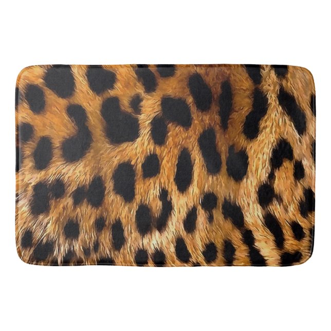 Tapis De Bain Zones léopard Brown noir Animal sauvage Art (Devant)