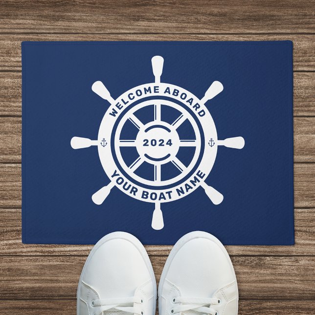 Tapis de Bienvenue à Bord Bleu Marine Nom de Batea (Créateur téléchargé)