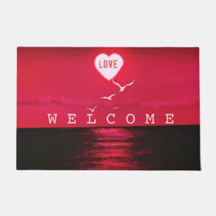 Tapis de bienvenue au coucher de soleil sur la mer