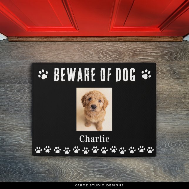 Tapis de bienvenue avec photo de chien mignon (Add your dog's name and photo, edit text or leave as is.)