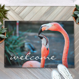 Tapis de Bienvenue avec Photo de Flamants Roses, É