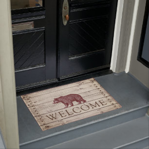 Tapis de bienvenue de l'ours de marche en bois rus