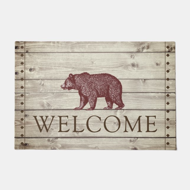 Tapis de bienvenue de l'ours de marche en bois rus (Devant)
