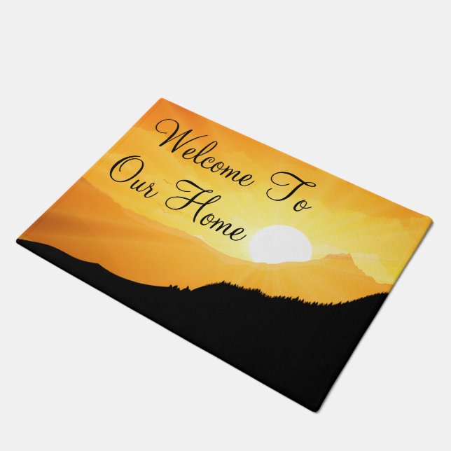 Tapis de bienvenue de maison de coucher de soleil  (Incliné)