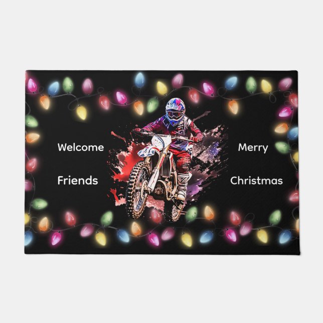 Tapis de bienvenue de Noël Motocross (Devant)