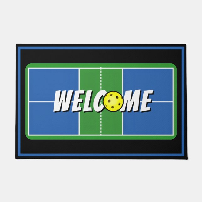 Tapis de bienvenue de terrain de pickleball - Bleu (Devant)
