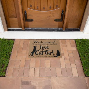 Tapis de bienvenue drôle Amour et poils de chat