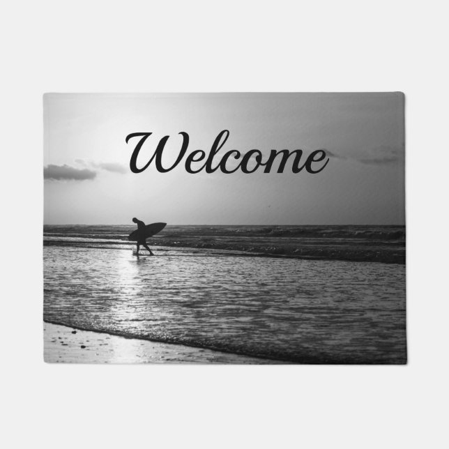 Tapis de bienvenue en nuances de gris pour surfeur (Devant)